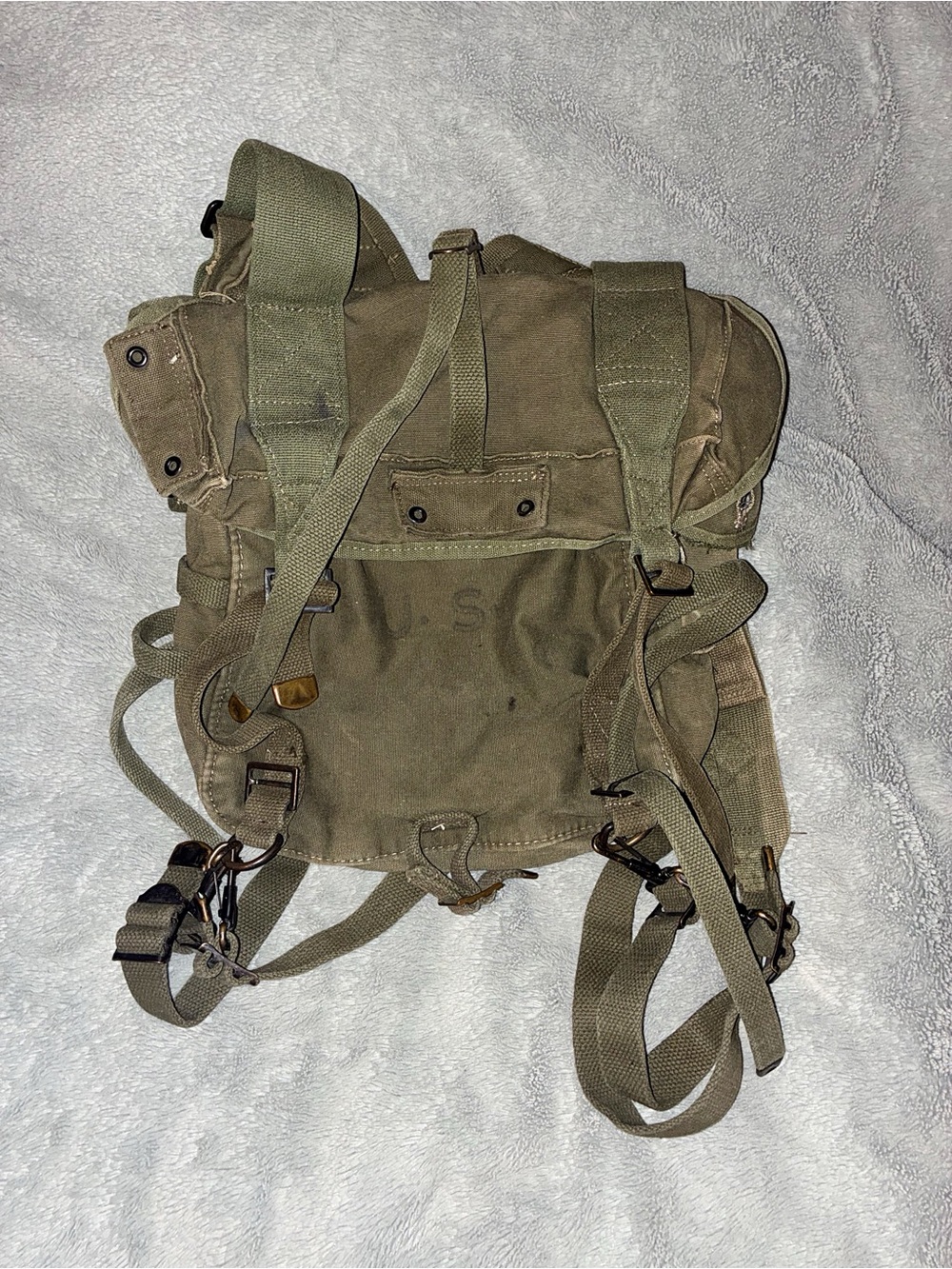 US Military Style Olive Green Canvas Backpack
